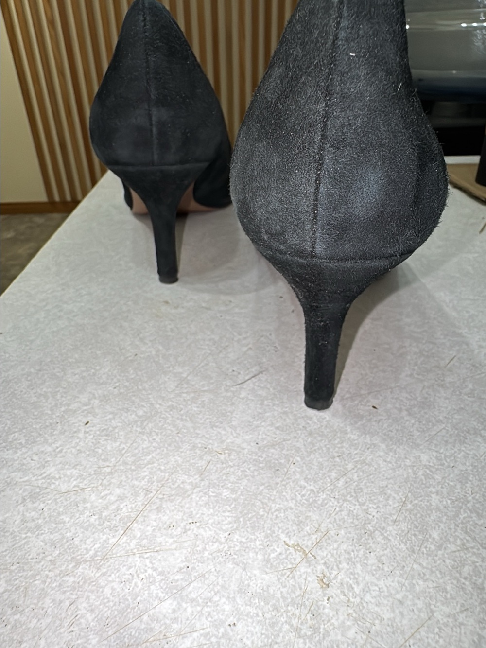 Franco Sarto Black Suede Pointed-Toe Pumps - Picture 4 of 8